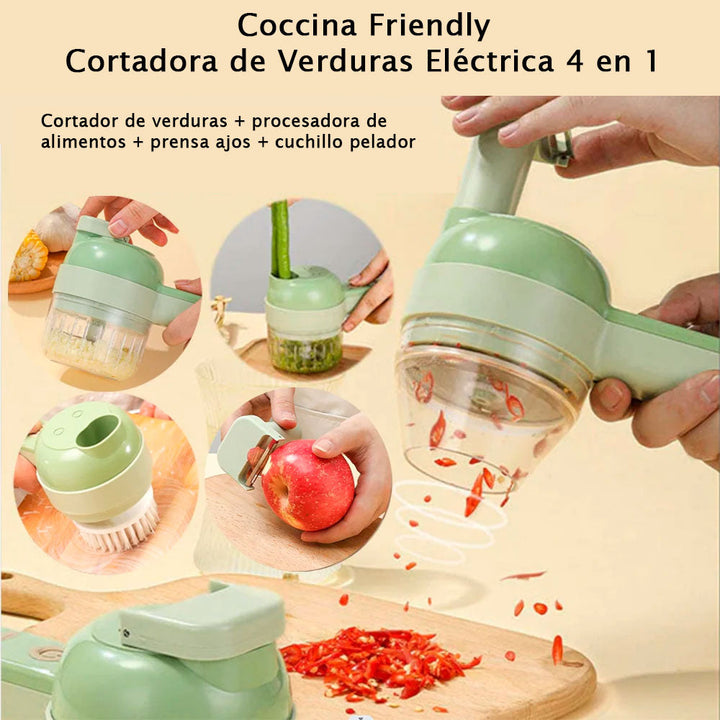 CocinaFriendly - Cortadora de Verduras Eléctrica 4 en 1